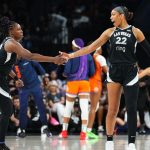 Aces’ Wilson first with 30-point, 20-rebound game