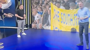 Jamie Carragher in stitches as Gary Neville slips up with comments about Leeds fans live on TV