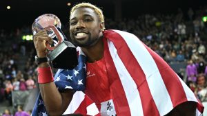 Noah Lyles chases down Olympic champion to set record with stunning $30k win