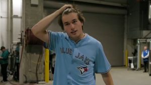 Sharks’ Celebrini rocks Blue Jays jersey for walk-ins