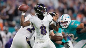 Jackson returns in style as Ravens rout Dolphins